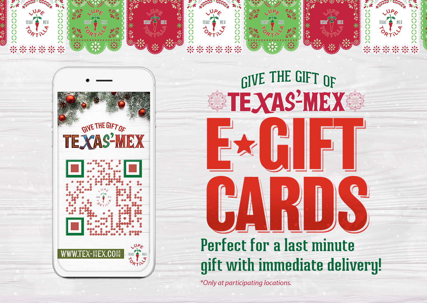 Holiday E-Gift Cards from Lupe Tortilla