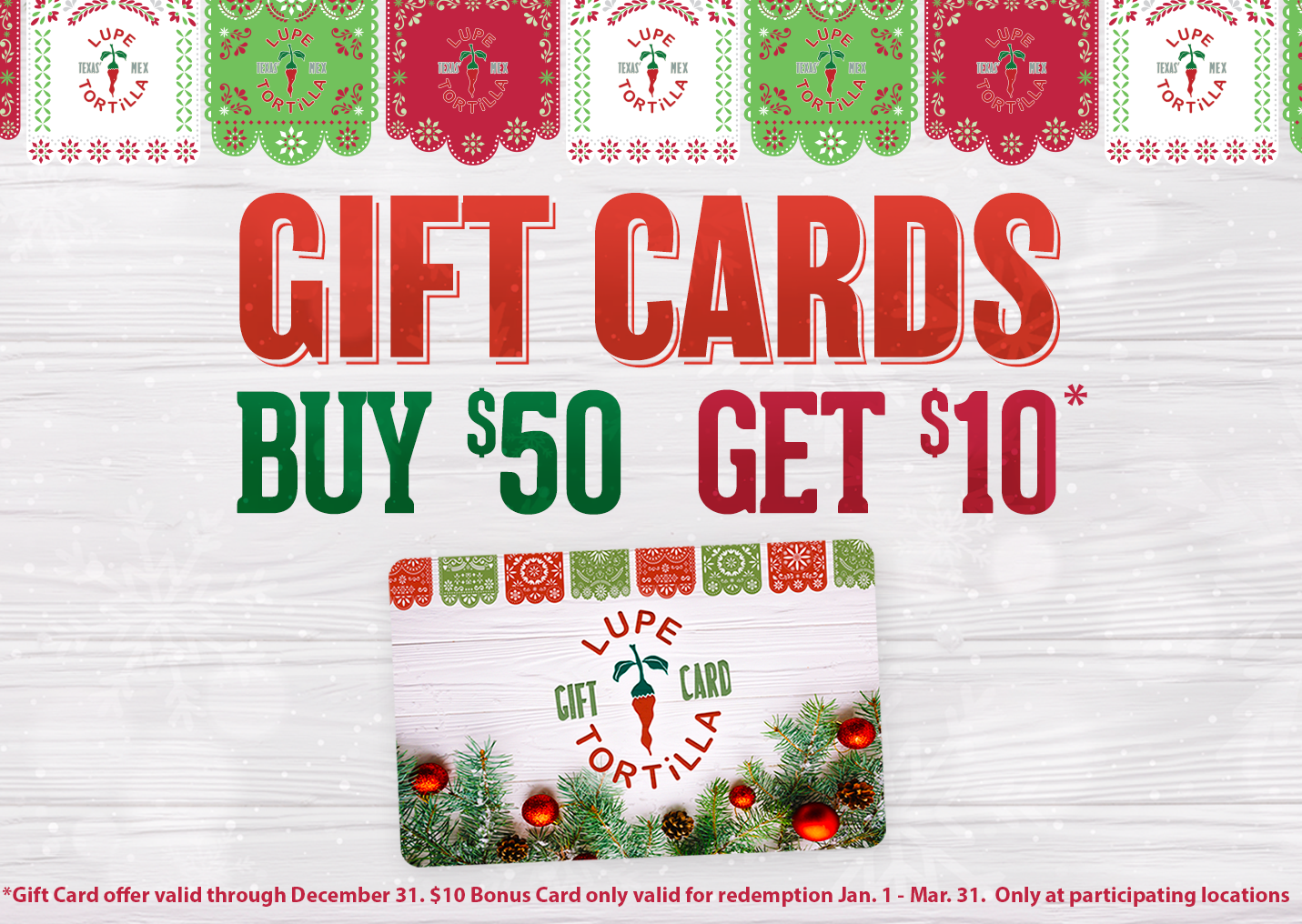 Holiday Gift Cards from Lupe Tortilla