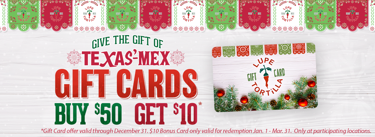 Holiday Gift Cards from Lupe Tortilla